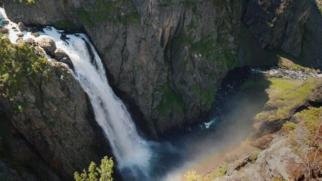 The famous waterfall Voringsfossen in Norway. Impressive beauty of Scandinavian nature