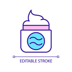 Water based cosmetic product RGB color icon. Oily skin care remedy. Beauty routine and health. Isolated vector illustration. Simple filled line drawing. Editable stroke. Arial font used