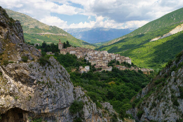 Road of Gole del Sagittario, famous canyon in Abruzzo