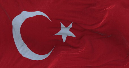 Amazing waving Turkish flag .
