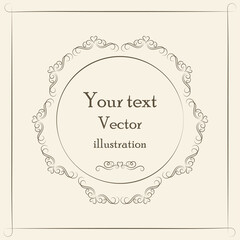 Calligraphic design elements, vintage frame  Retro vector illustration