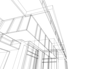 Fototapeta na wymiar architectural sketch of a house