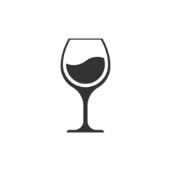 Wine glass icon in flat style. Champagne beverage vector illustration on isolated background. Cocktail drink sign business concept.