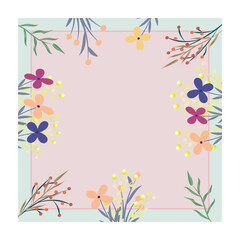 spring delicate flowers in a frame