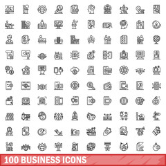 Fototapeta na wymiar 100 business icons set, outline style