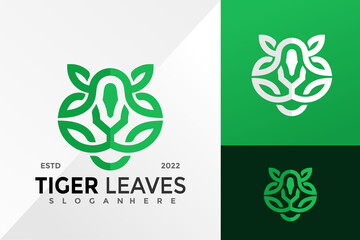 Tiger Leaf Linear Logo Design Vector illustration template
