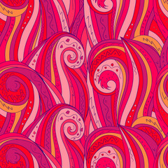 Seamless background with abstract waves. Freehand illustration