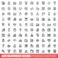Fototapeta premium 100 business icons set, outline style