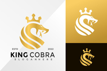 Gold King Cobra Logo Design Vector illustration template