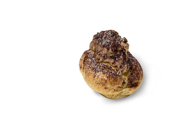 Isolated tasty delicious coffee and cinnamon flavoured pastry