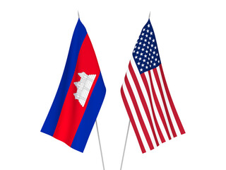America and Kingdom of Cambodia flags