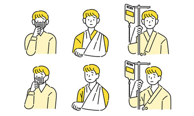 病気・怪我の男性のイラスト
