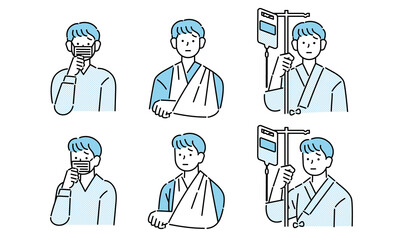 病気・怪我の男性のイラスト