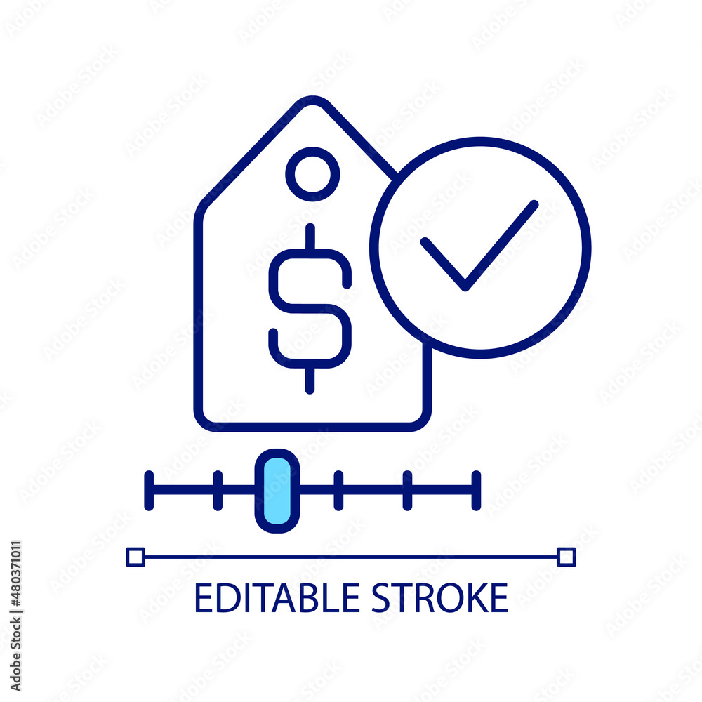 Poster price adjustment rgb color icon. business strategy. setting price for product. value-based pricing. 
