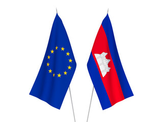 European Union and Kingdom of Cambodia flags