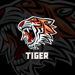 Great Tiger Head Roar E-Sport Mascot Logo Orange Color This logo is very suitable for teams, communities, groups, sports, basketball, soccer, rugby, and also for clothes, t-shirts, jackets