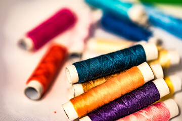 Colored thread, sewing, fabric