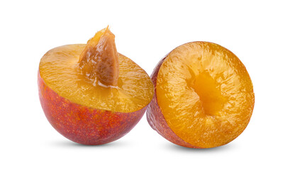 prune or plum isolated on a white