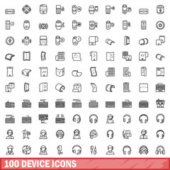 Fototapeta na wymiar 100 device icons set, outline style