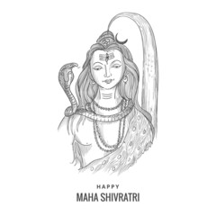 Hand draw maha shivratri sketch card background