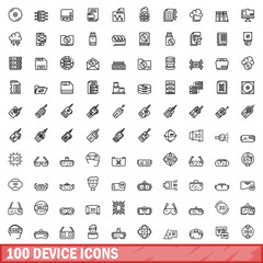 Fototapeta na wymiar 100 device icons set, outline style
