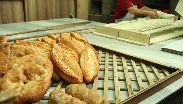 Fresh breads in the oven