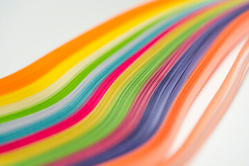 Colored paper strips, background textures, rainbow paper