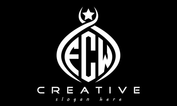 FCW three letters monogram curved oval initial logo design, geometric minimalist modern business shape creative logo, vector template