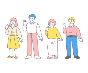 笑顔で口を開けて笑う家族のベーシックな立ち絵