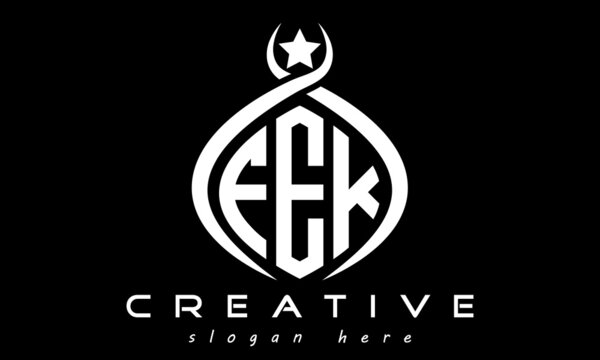 FEK three letters monogram curved oval initial logo design, geometric minimalist modern business shape creative logo, vector template