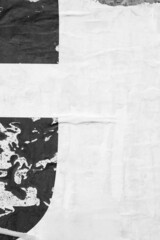 Black and white creased crumpled paper texture background old grunge ripped torn vintage collage posters placards empty space text