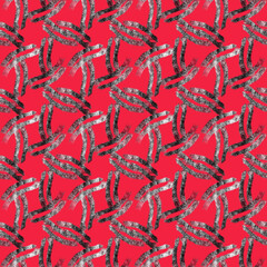 Seamless geometric pattern. A red ornament drawn with a pen. Fashionable design of the background, interior, wallpaper, textiles, fabric, packaging.