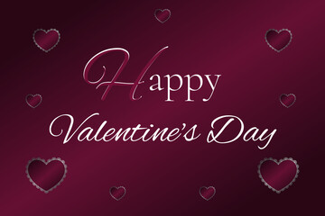 Forever Heart Creations LLC Happy Valentines Day burgundy maroon silver lace hearts for card poster banner cover