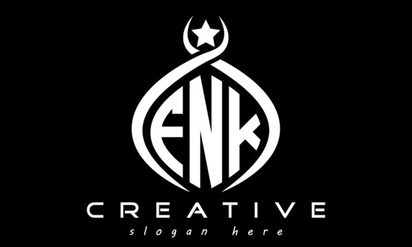 FNK three letters monogram curved oval initial logo design, geometric minimalist modern business shape creative logo, vector template