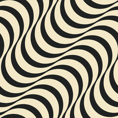 Optical Diagonal Wavy Stripes Seamless Vector Pattern Stylish Trendy Colors Monochrome