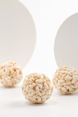 There are rice flower balls made of rice and other raw materials