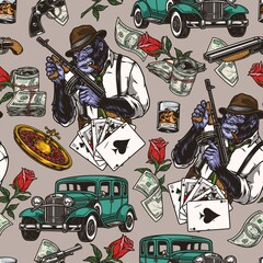 Gambling games seamless pattern with gorilla © DGIM studio