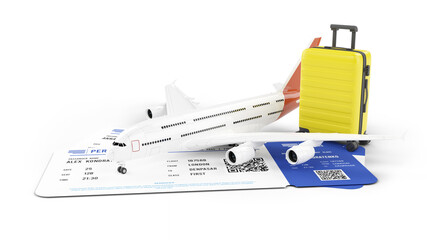 Airplane travel concept 3D illustration. - 480379049
