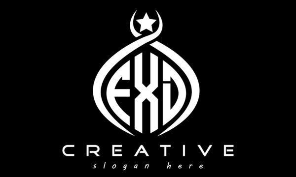 FXD three letters monogram curved oval initial logo design, geometric minimalist modern business shape creative logo, vector template