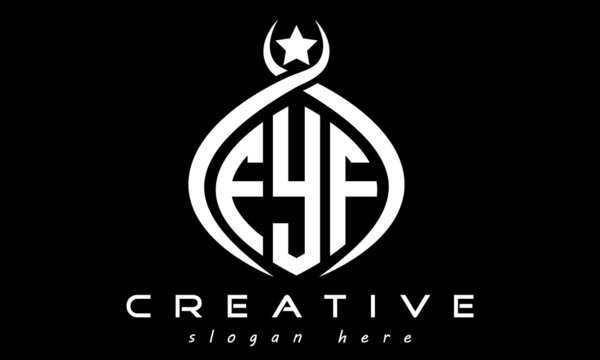 FYF three letters monogram curved oval initial logo design, geometric minimalist modern business shape creative logo, vector template