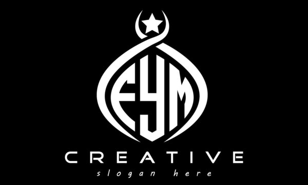 FYM three letters monogram curved oval initial logo design, geometric minimalist modern business shape creative logo, vector template