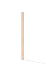 Detailed shot of a reusable bamboo straw. The straw is made of light natural wood. The eco-friendly cocktail straw is located on the white background.