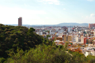 Obraz premium View of the roofs of the buildings of Alicante from the top of the Castillo Santa Barbara