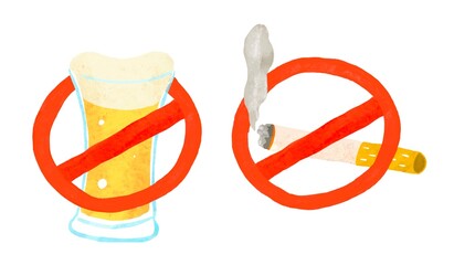 禁酒と禁煙のイラスト