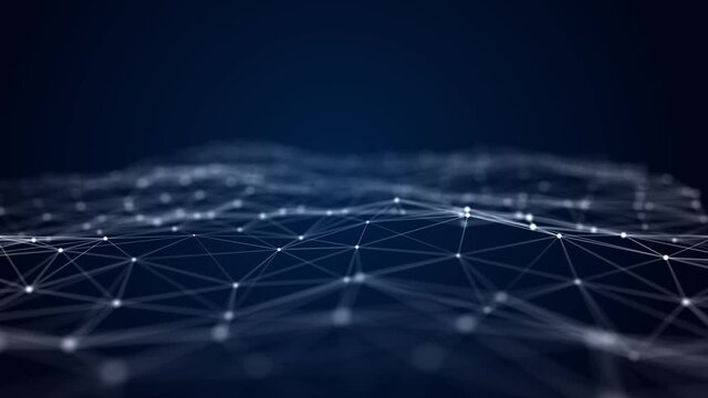 Abstract polygonal space. Low poly 3d wire. Artificial Intelligence. 3D rendering.