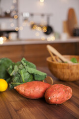 colorful vegetables and salad bowl on the kicthen counter. Healthy eating, raw and vegan diet