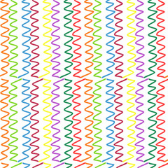 Stunning, trendy seamless pattern of colored zigzags in a simple flat style. For children's clothing, fashionable fabrics, home decor, backgrounds, postcards and templates, scrapbooking