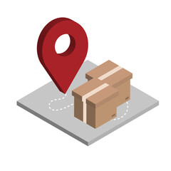 Relocation isometric icon with boxes. Isolated icon. Moving and delivery concept. Modern style