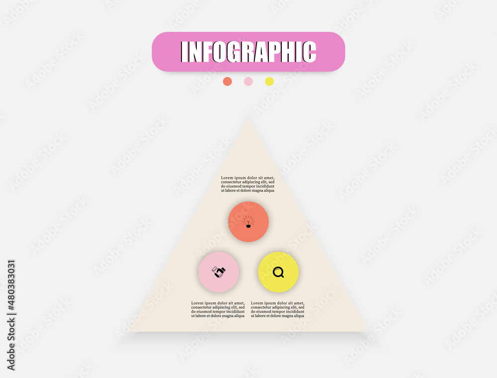 Aufkleber triangle infographic present with three steps. planning timeline infographic design template with 3 