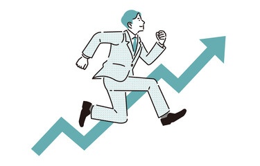 上を目指してジャンプをするビジネスパーソン男性